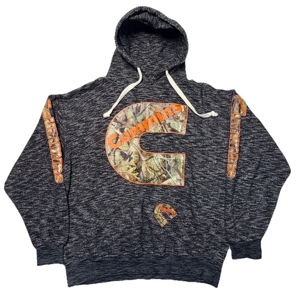 Jon Lauren Cummins Camo Logo Hoodie Mens Large Black Marl Pullover Sweatshirt